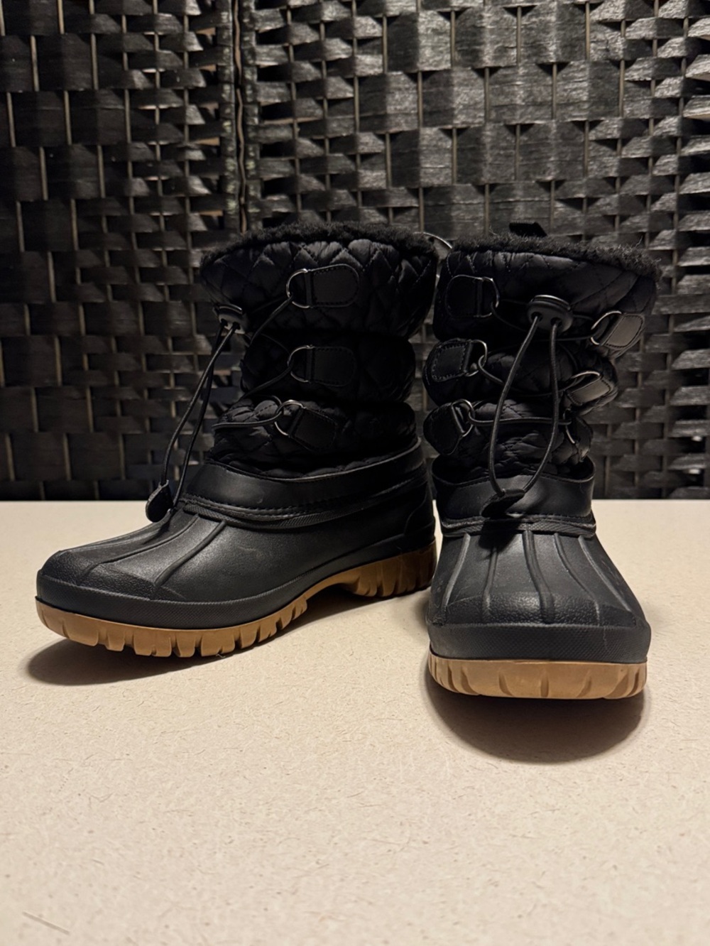 Itasca Black and Tan Winter Rain Boots